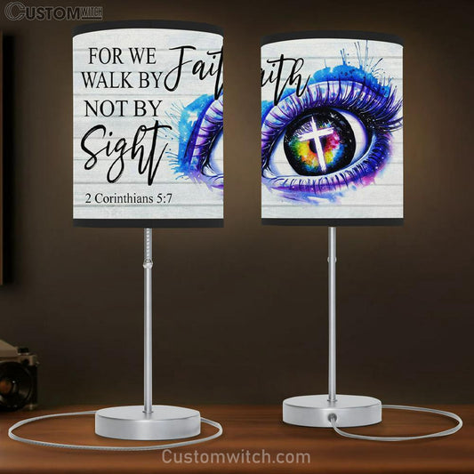 Bible Verse Lamb Gift For We Walk By Faith Not By Sight 2 Corinthians 57 Table Lamb Art - Christian Bedroom Decor