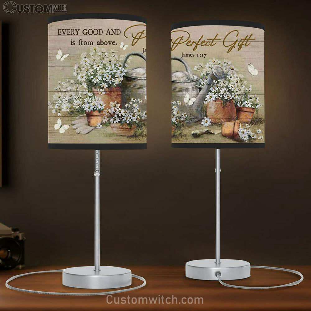 Bible Verse Lamb Gift James 117 Every Good And Perfect Gift Is From Above - Daisy Flower Painting Table Lamb - Christian Bedroom Decor