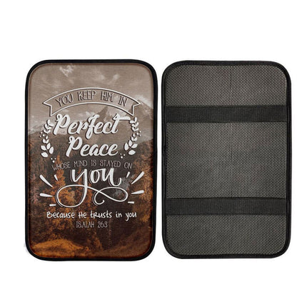 Bible Verse You Keep Him In Perfect Peace Isaiah 263 Car Center Console Cover, Christian Car Interior Accessories