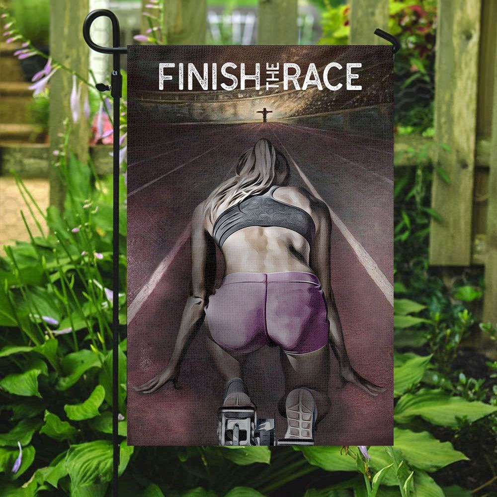 Bible Verses Flag, Finish The Race, Athletes God Flag,Decorative Flag, Garden Flag, Gift Ideas For Women Athletes, Christian Flag, Scripture Flag