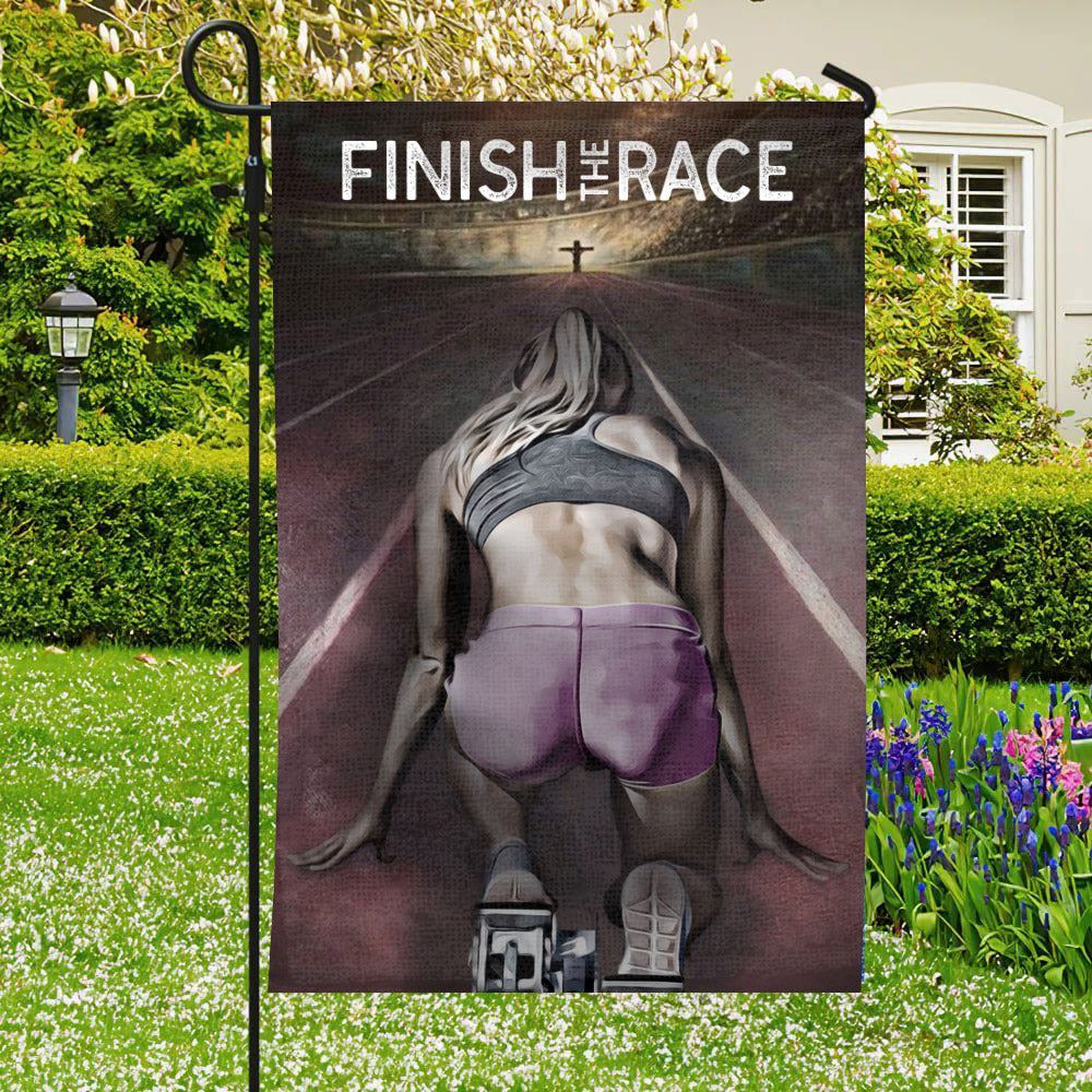 Bible Verses Flag, Finish The Race, Athletes God Flag,Decorative Flag, Garden Flag, Gift Ideas For Women Athletes, Christian Flag, Scripture Flag