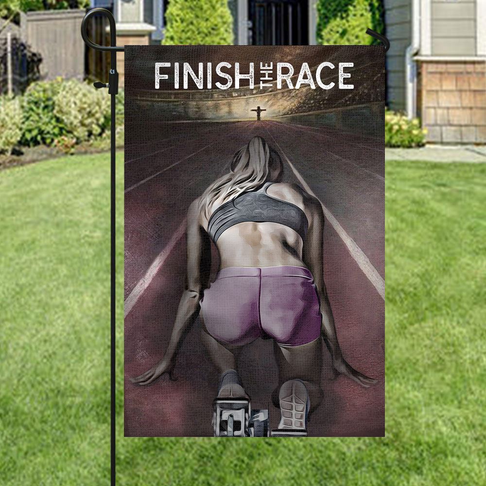 Bible Verses Flag, Finish The Race, Athletes God Flag,Decorative Flag, Garden Flag, Gift Ideas For Women Athletes, Christian Flag, Scripture Flag
