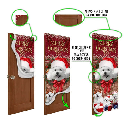 Bichon Frise With Christmas Begins Door Cover, Front Door Christmas Cover, Christmas Garage Door Covers, Christmas Outdoor Decoration