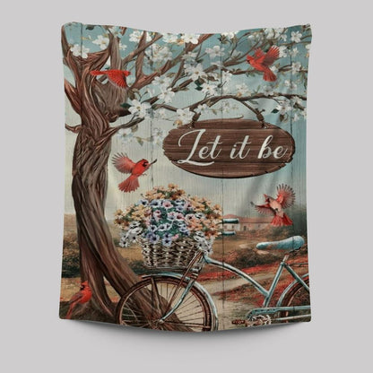 Bicycle Drawing, Flower Basket, Cardinals, Let It Be Tapestry