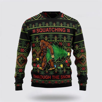 Bigfoot Snow Ugly Christmas Sweater, Best Gift For Christmas, Bigfoot Crewneck Sweater, Christmas Winter Fashion
