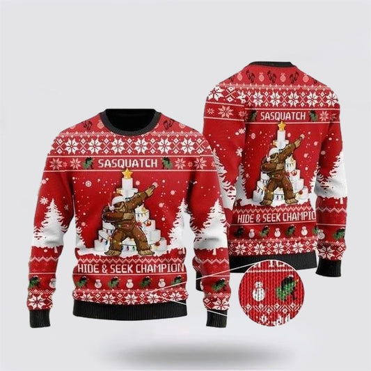 Bigfoot Snowman Ugly Christmas Sweater, Best Gift For Christmas, Bigfoot Crewneck Sweater, Christmas Winter Fashion