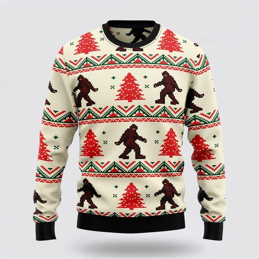 Bigfoot Tree Ugly Christmas Sweater, Best Gift For Christmas, Bigfoot Crewneck Sweater, Christmas Winter Fashion