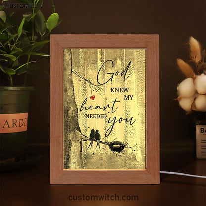 Bird God Knew My Heart Needed You Frame Lamp Art - Bible Verse Wooden Lamp - Inspirational Art - Christian Home Decor