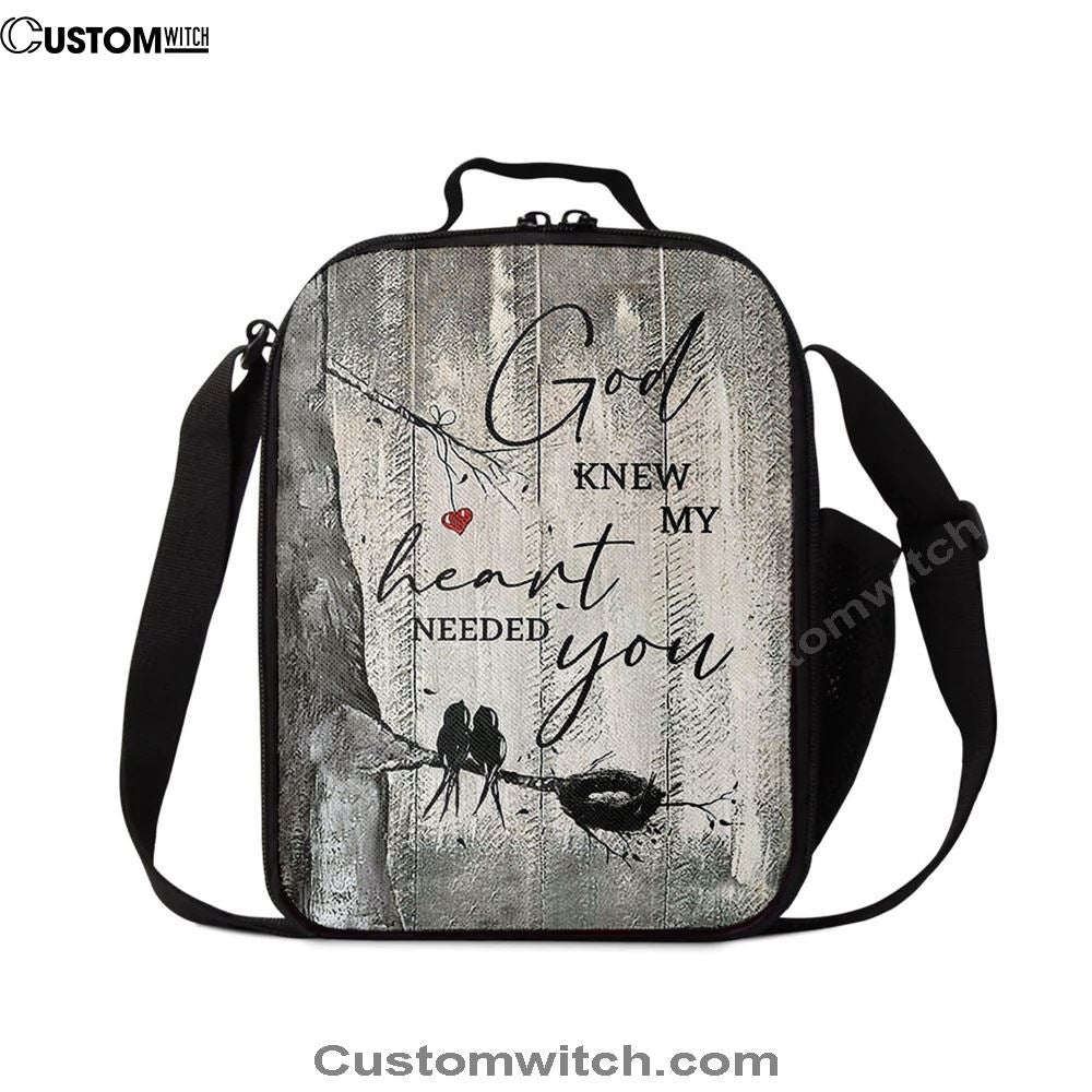 Bird God Knew My Heart Needed You Lunch Bag, Christian Lunch Bag For School, Picnic, Religious Lunch Bag
