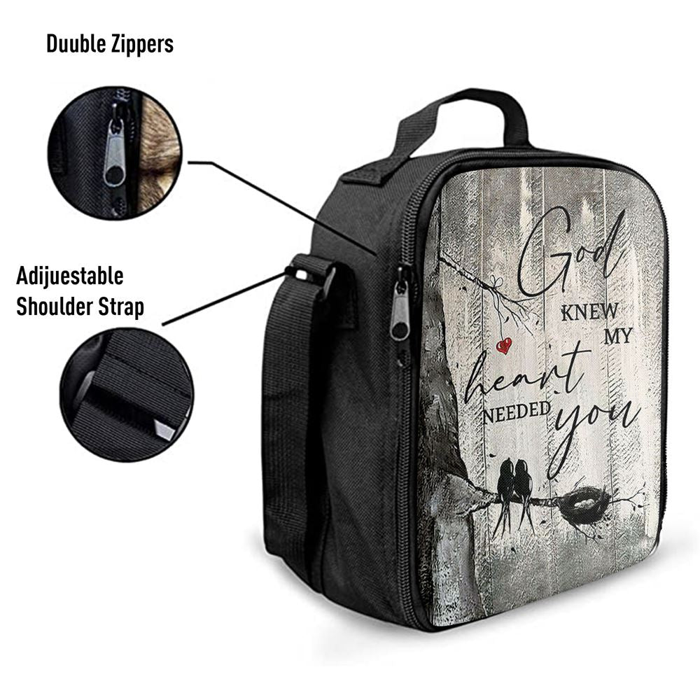 Bird God Knew My Heart Needed You Lunch Bag, Christian Lunch Bag For School, Picnic, Religious Lunch Bag