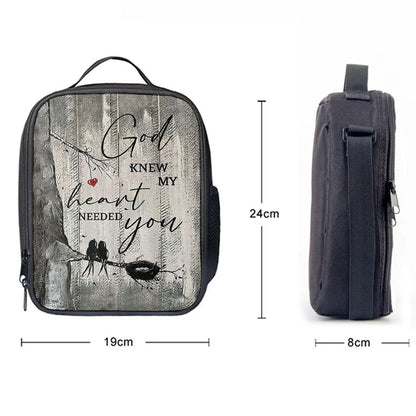 Bird God Knew My Heart Needed You Lunch Bag, Christian Lunch Bag For School, Picnic, Religious Lunch Bag