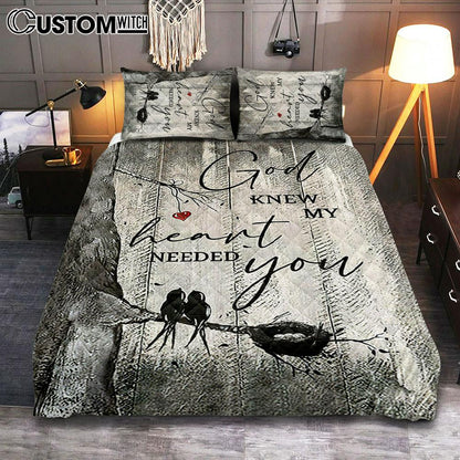 Bird God Knew My Heart Needed You Quilt Bedding Set Bedroom - Bible Verse Quilt Bedding Set Art - Christian Home Decor