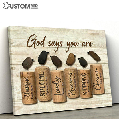 Bird Rock God Says You Are Canvas Wall Art - Bible Verse Canvas - Religious Prints
