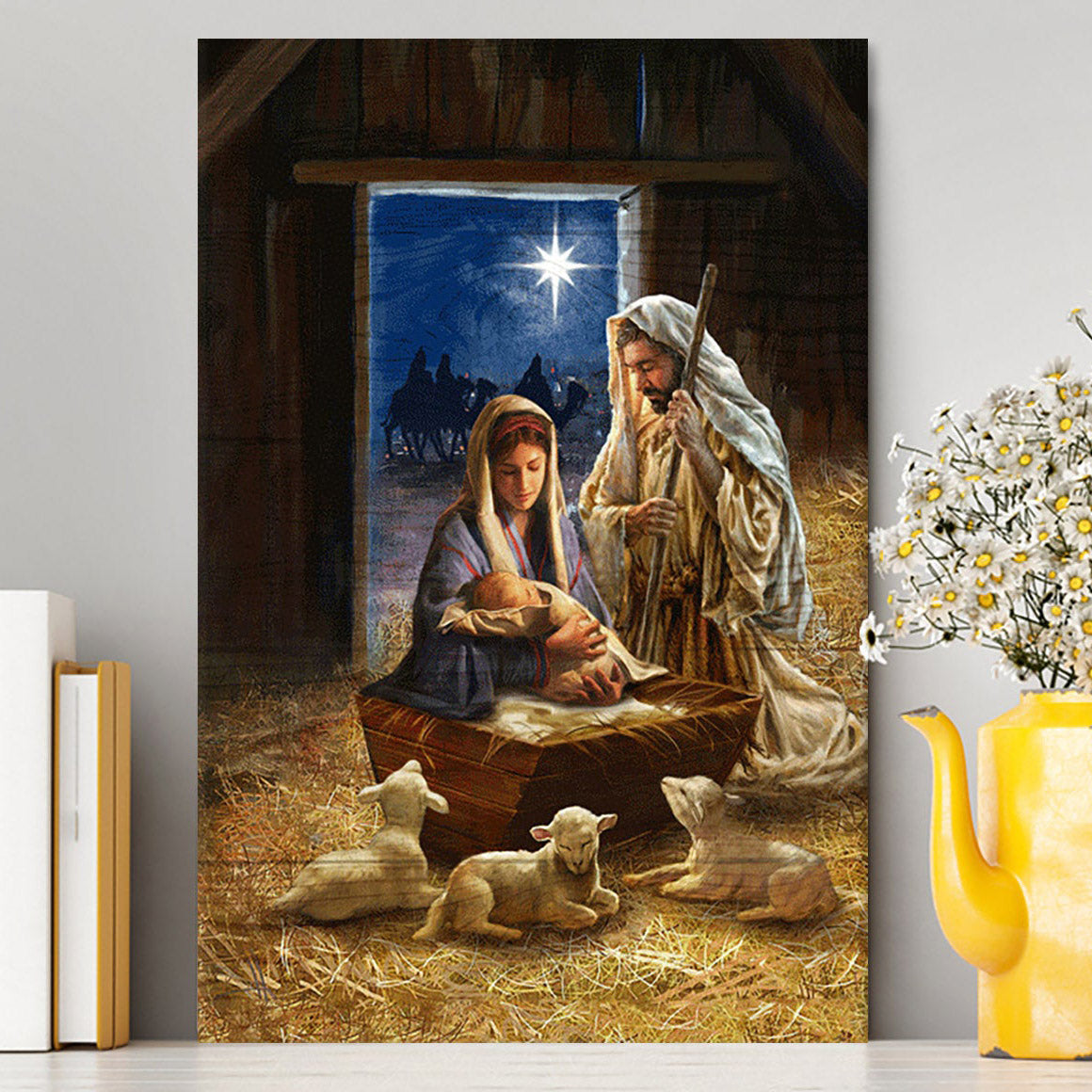 Birth Of Jesus Lamb Canvas Wall Art - Bible Verse Canvas Art - Inspirational Art - Christian Home Decor