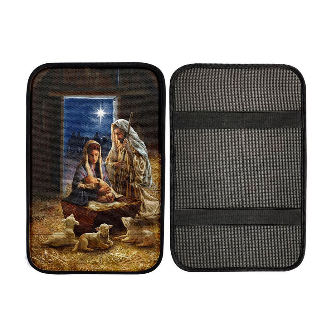 Birth Of Jesus Lamb Car Center Console Cover, Christian Car Interior Accessories
