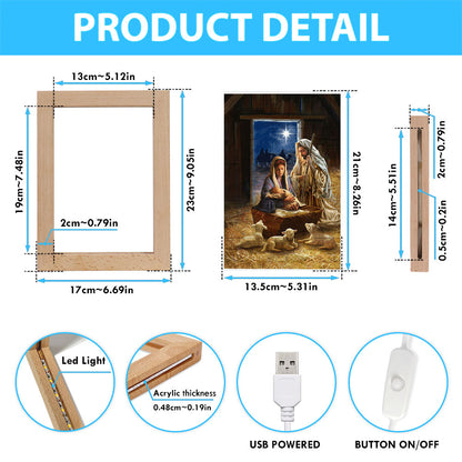 Birth Of Jesus Lamb Frame Lamp Art - Bible Verse Wooden Lamp - Inspirational Art - Christian Home Decor