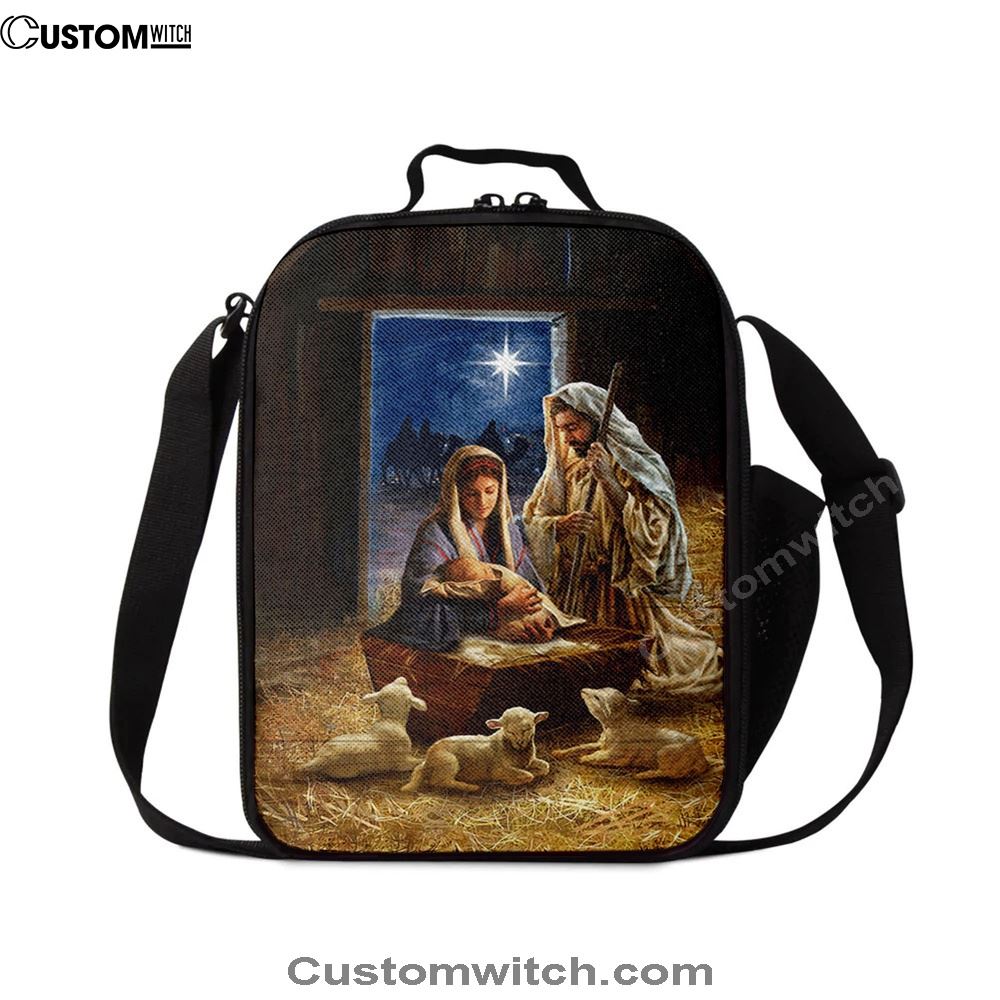 Birth Of Jesus Lamb Lunch Bag, Christian Lunch Bag For School, Picnic, Religious Lunch Bag