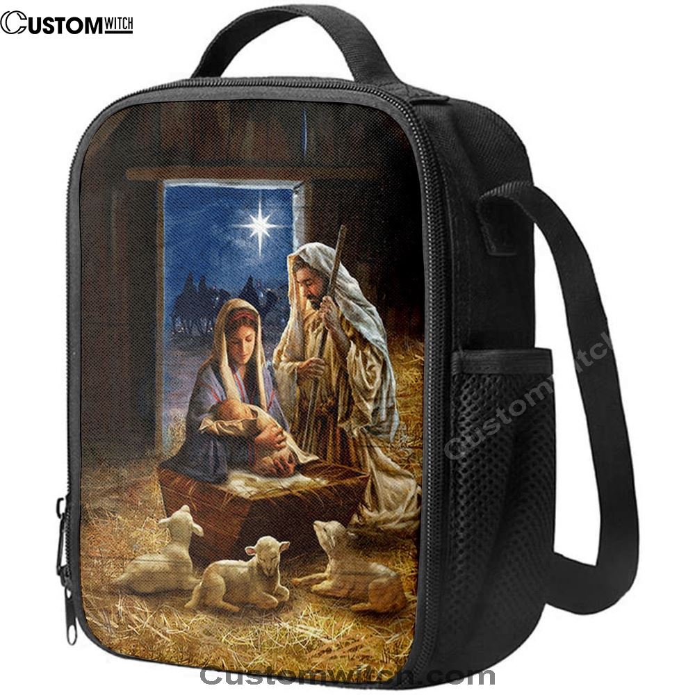 Birth Of Jesus Lamb Lunch Bag, Christian Lunch Bag For School, Picnic, Religious Lunch Bag