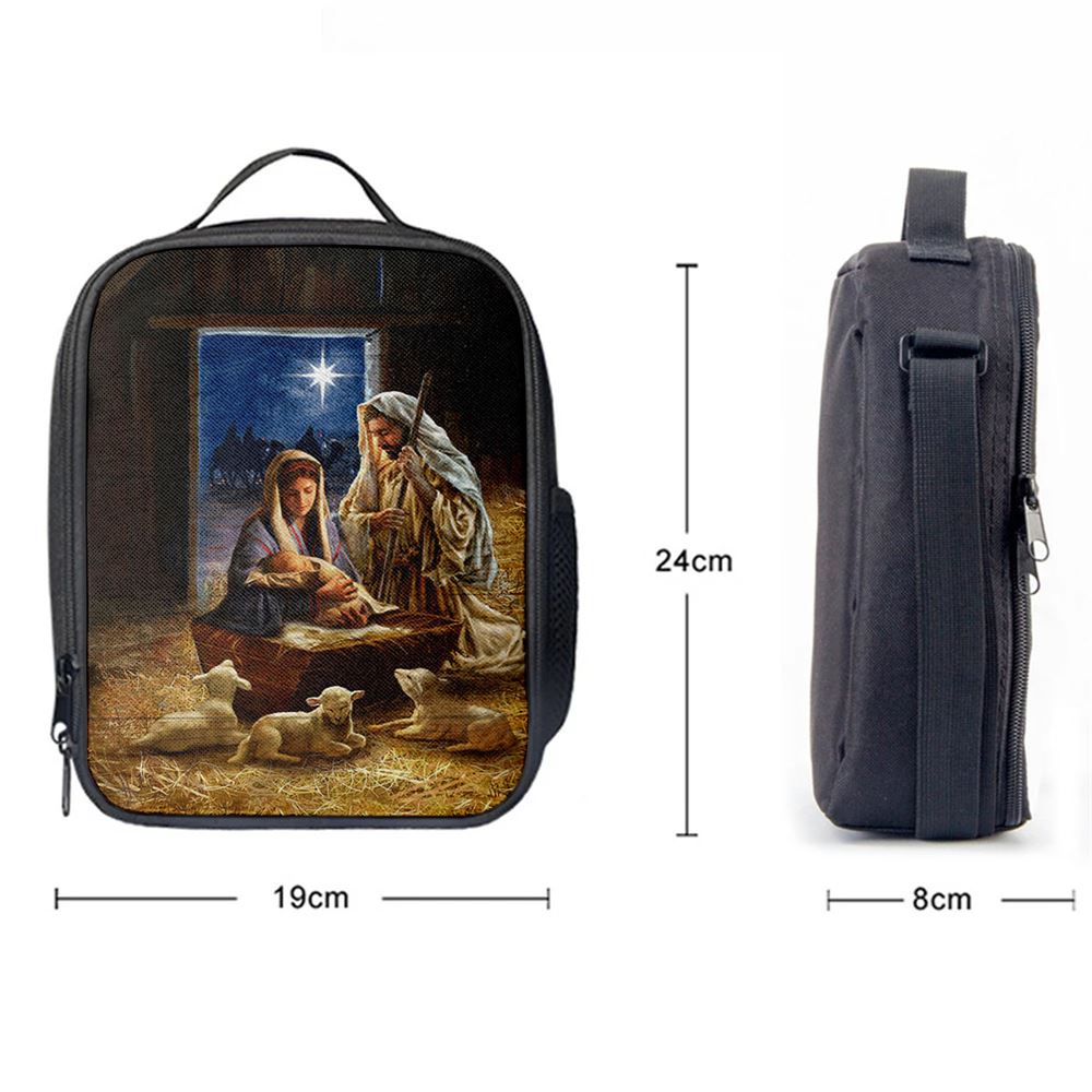 Birth Of Jesus Lamb Lunch Bag, Christian Lunch Bag For School, Picnic, Religious Lunch Bag