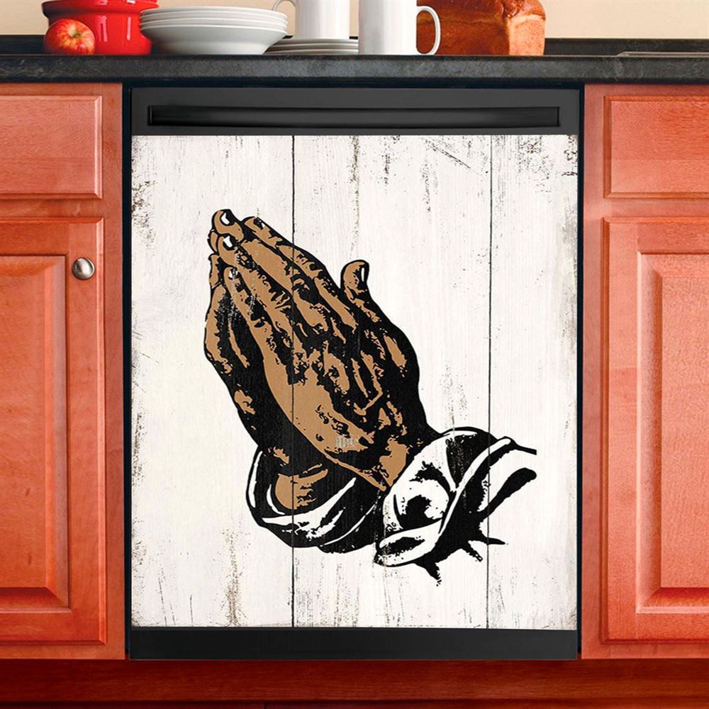 Black African American Hands In Prayer Dishwasher Cover, Christian Dishwasher Magnet Cover