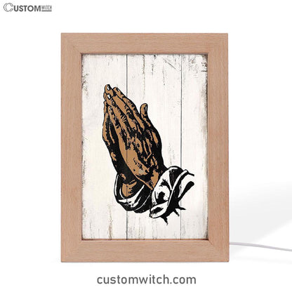 Black African American Hands In Prayer Frame Lamp Art - Christian Night Light Decor