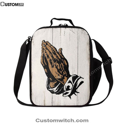 Black African American Hands In Prayer Lunch Bag, Christian Lunch Bag For School, Picnic, Religious Lunch Bag