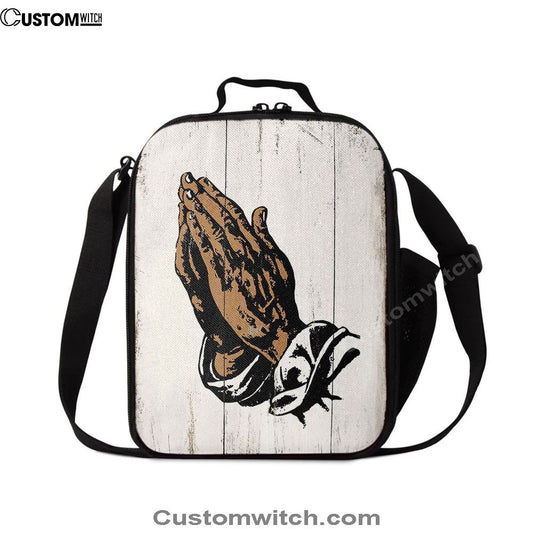Black African American Hands In Prayer Lunch Bag, Christian Lunch Bag For School, Picnic, Religious Lunch Bag
