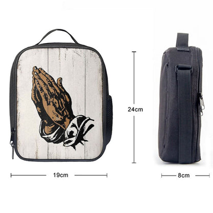Black African American Hands In Prayer Lunch Bag, Christian Lunch Bag For School, Picnic, Religious Lunch Bag