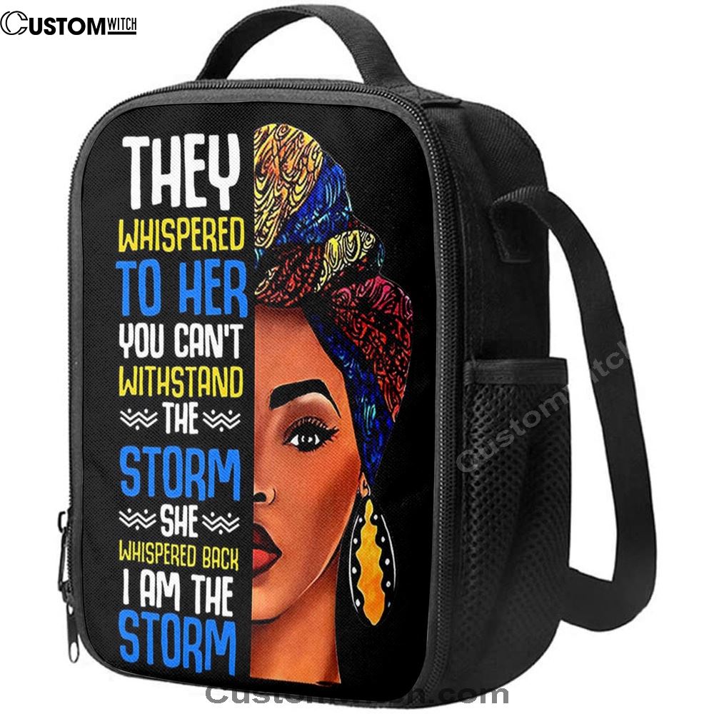 Black African I Am The Storm Lunch Bag, Christian Lunch Bag For School, Picnic, Religious Lunch Bag