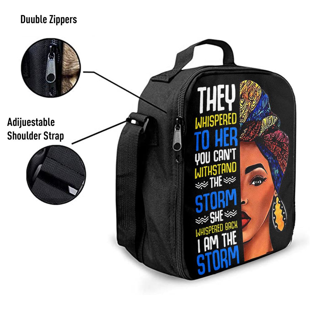 Black African I Am The Storm Lunch Bag, Christian Lunch Bag For School, Picnic, Religious Lunch Bag