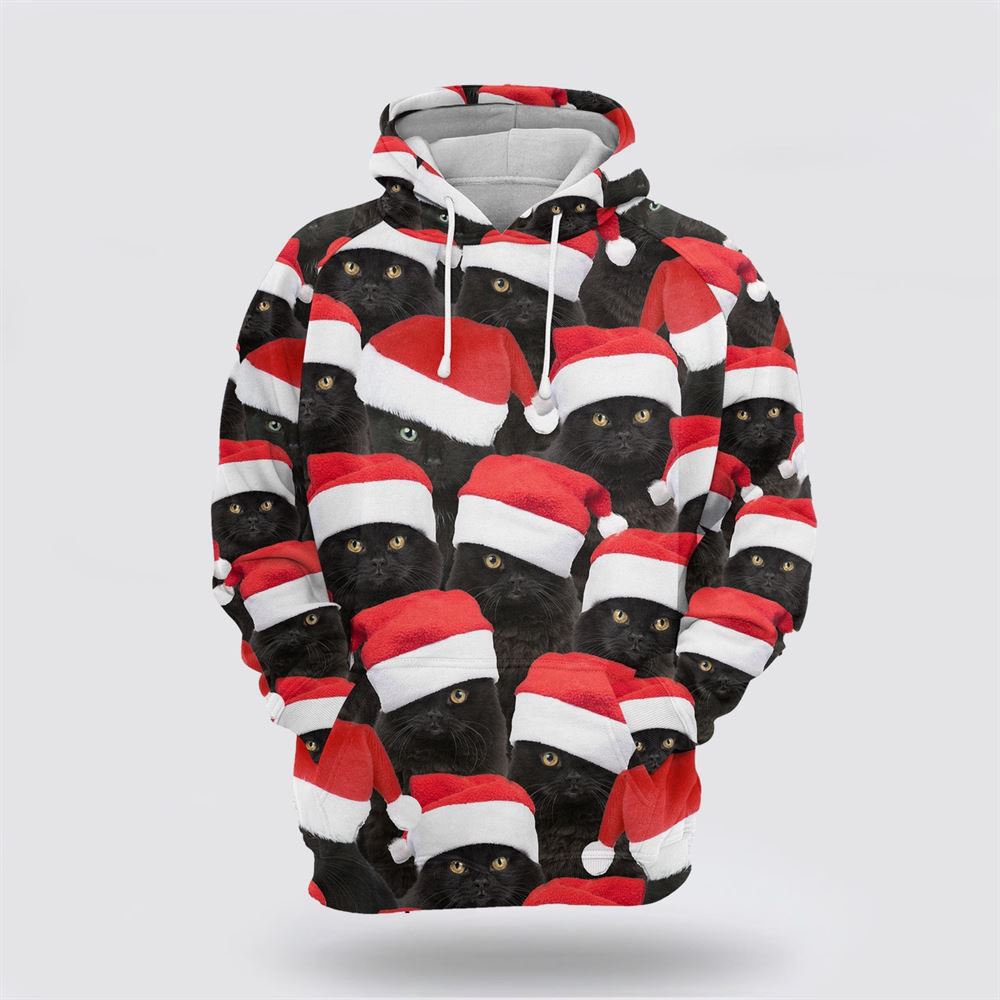 Black Cat Christmas Group All Over Print 3D Hoodie For Men And Women, Christmas Cat Hoodie, Christmas Hoodie Cute, Christmas Fashion