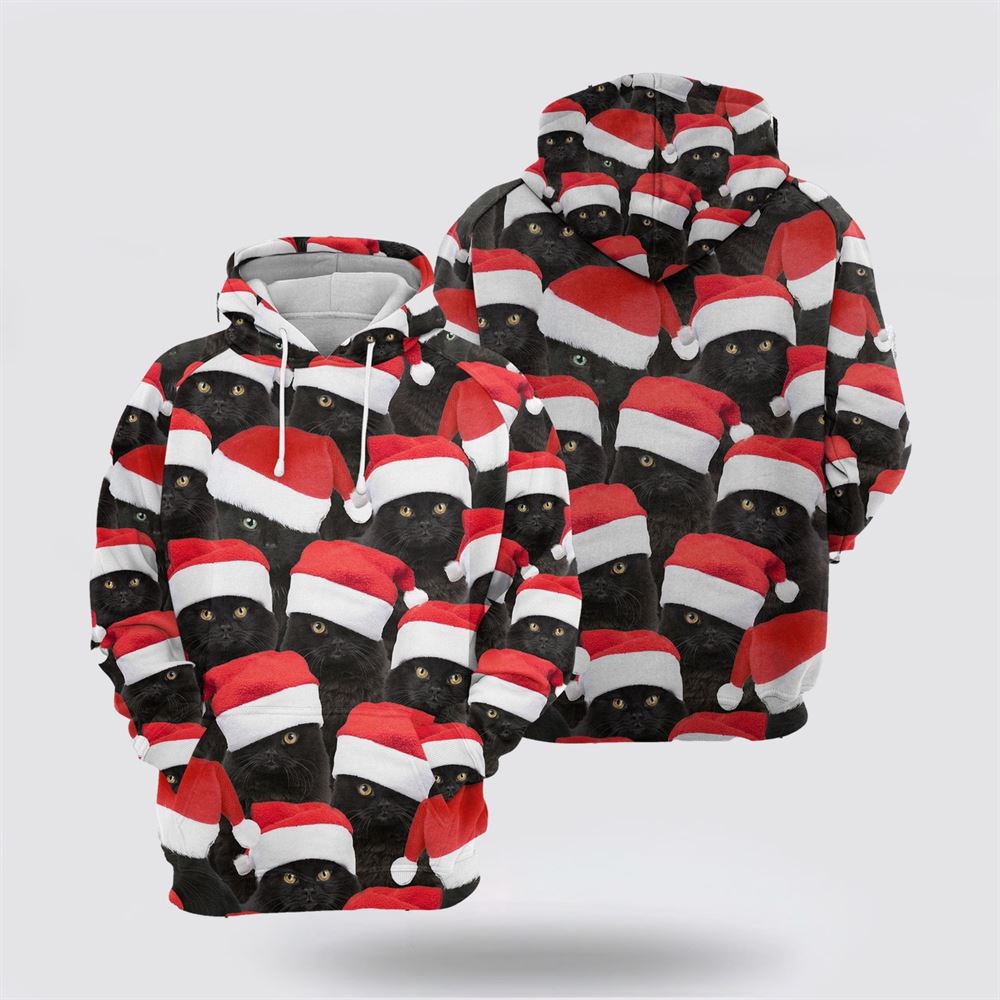Black Cat Christmas Group All Over Print 3D Hoodie For Men And Women, Christmas Cat Hoodie, Christmas Hoodie Cute, Christmas Fashion
