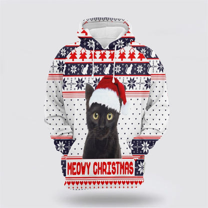 Black Cat Meowy Christmas All Over Print 3D Hoodie For Men And Women, Christmas Cat Hoodie, Christmas Hoodie Cute, Christmas Fashion