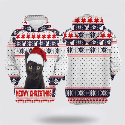 Black Cat Meowy Christmas All Over Print 3D Hoodie For Men And Women, Christmas Cat Hoodie, Christmas Hoodie Cute, Christmas Fashion