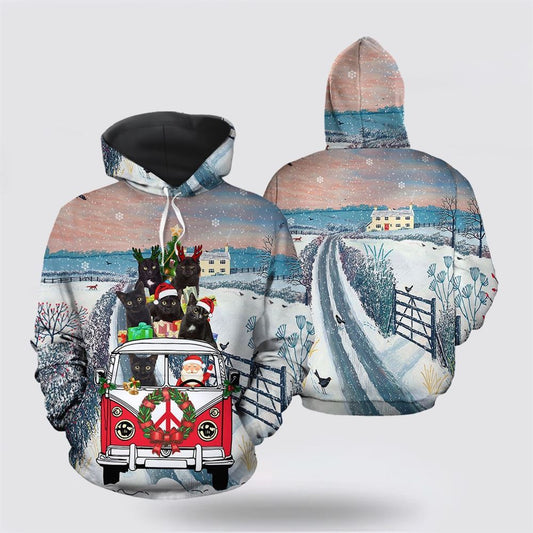 Black Cat Santa Christmas All Over Print 3D Hoodie For Men And Women, Christmas Cat Hoodie, Christmas Hoodie Cute, Christmas Fashion