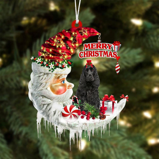 Black Cocker Spaniel On The Moon Merry Christmas Hanging Ornament, Christmas Gift, Christmas Tree Decorations, Christmas Ornament 2023