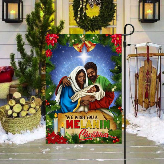 Black Holy Family Nativity Flag We Wish You A Melanin Christmas Flag, Christmas Garden Flag, Home Decor Accessories, Christmas Outdoor Decor Ideas