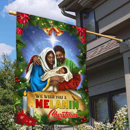 Black Holy Family Nativity Flag We Wish You A Melanin Christmas Flag, Christmas Garden Flag, Home Decor Accessories, Christmas Outdoor Decor Ideas
