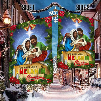 Black Holy Family Nativity Flag We Wish You A Melanin Christmas Flag, Christmas Garden Flag, Home Decor Accessories, Christmas Outdoor Decor Ideas
