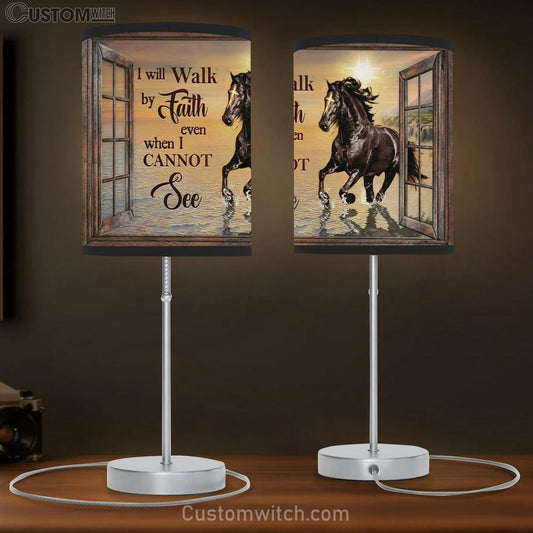 Black Horse, Pretty Sunset, I Will Walk By Faith Table Lamb