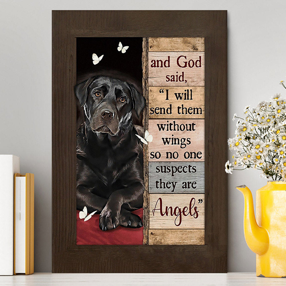 Black Labrador I Will Send Them Without Wings Canvas Wall Art - Bible Verse Canvas Art - Inspirational Art - Christian Home Decor