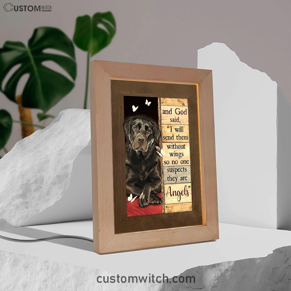 Black Labrador I Will Send Them Without Wings Frame Lamp Art - Bible Verse Wooden Lamp - Inspirational Art - Christian Home Decor