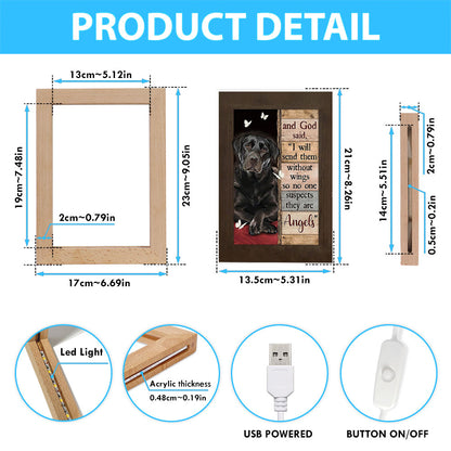 Black Labrador I Will Send Them Without Wings Frame Lamp Art - Bible Verse Wooden Lamp - Inspirational Art - Christian Home Decor