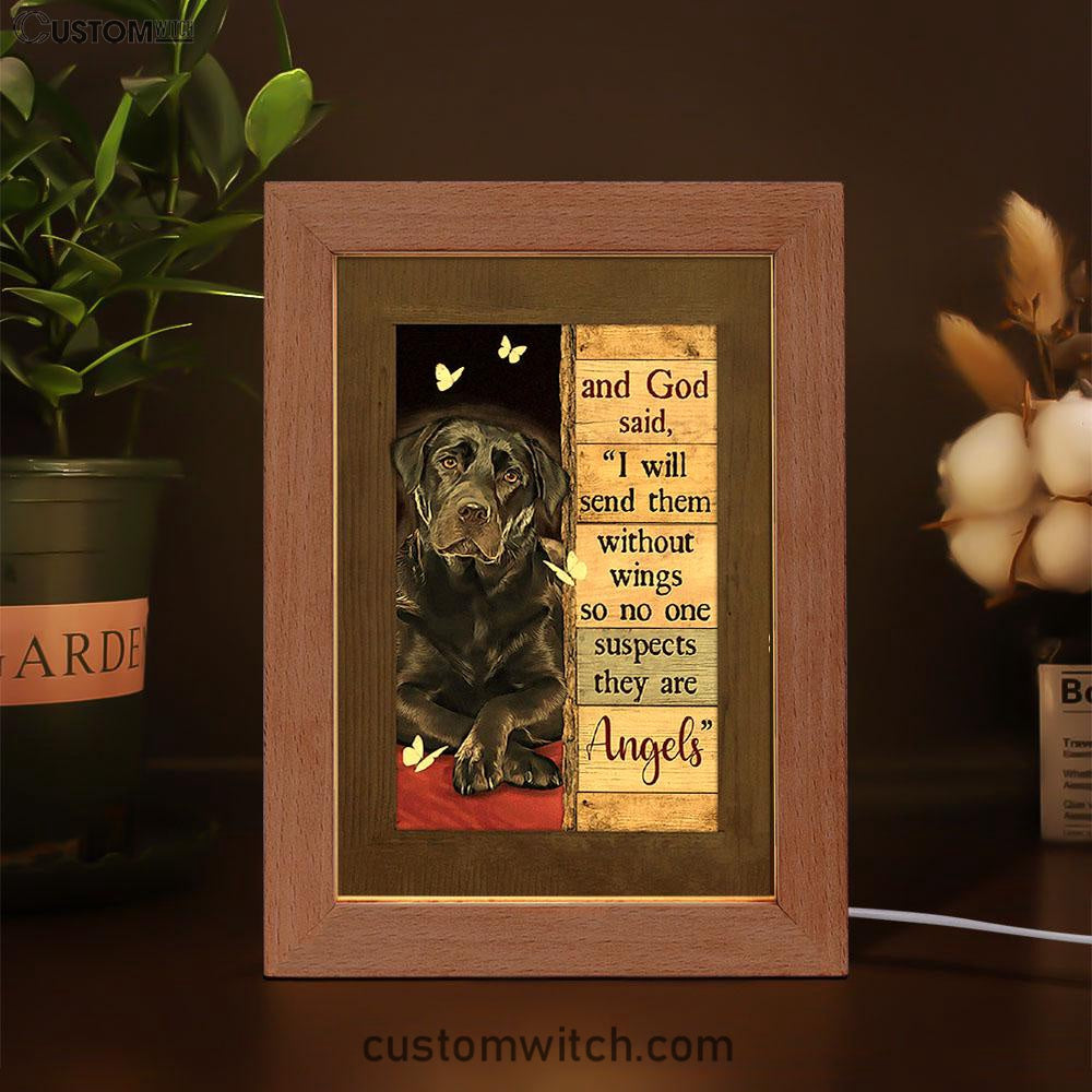 Black Labrador I Will Send Them Without Wings Frame Lamp Art - Bible Verse Wooden Lamp - Inspirational Art - Christian Home Decor