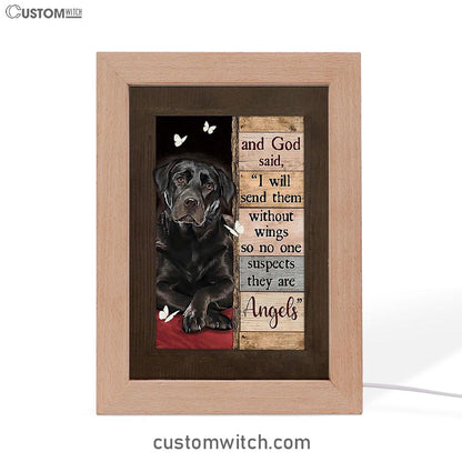 Black Labrador I Will Send Them Without Wings Frame Lamp Art - Bible Verse Wooden Lamp - Inspirational Art - Christian Home Decor