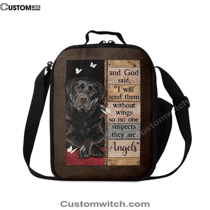 Black Labrador I Will Send Them Without Wings Lunch Bag, Christian Lunch Bag For School, Picnic, Religious Lunch Bag