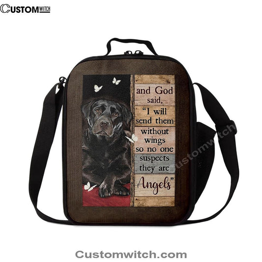Black Labrador I Will Send Them Without Wings Lunch Bag, Christian Lunch Bag For School, Picnic, Religious Lunch Bag