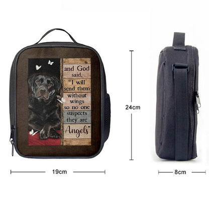 Black Labrador I Will Send Them Without Wings Lunch Bag, Christian Lunch Bag For School, Picnic, Religious Lunch Bag
