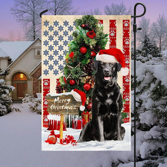 Black Labrador Retriever Dog Christmas American Flag, Christmas Dog Garden Flag, Christmas Gifts For Pet, Christmas Outdoor Decor Ideas