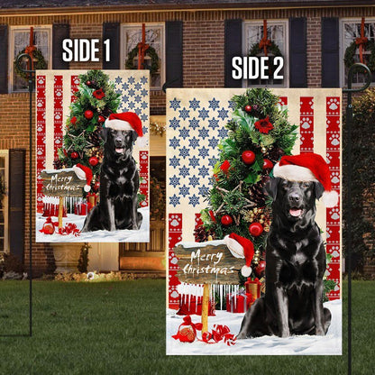 Black Labrador Retriever Dog Christmas American Flag, Christmas Dog Garden Flag, Christmas Gifts For Pet, Christmas Outdoor Decor Ideas